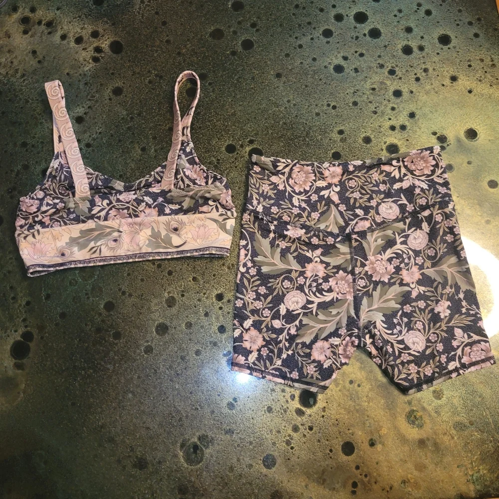 Free People Oasis Bike Shorts High Rise & Crop Top Size XS Yoga Workout Set